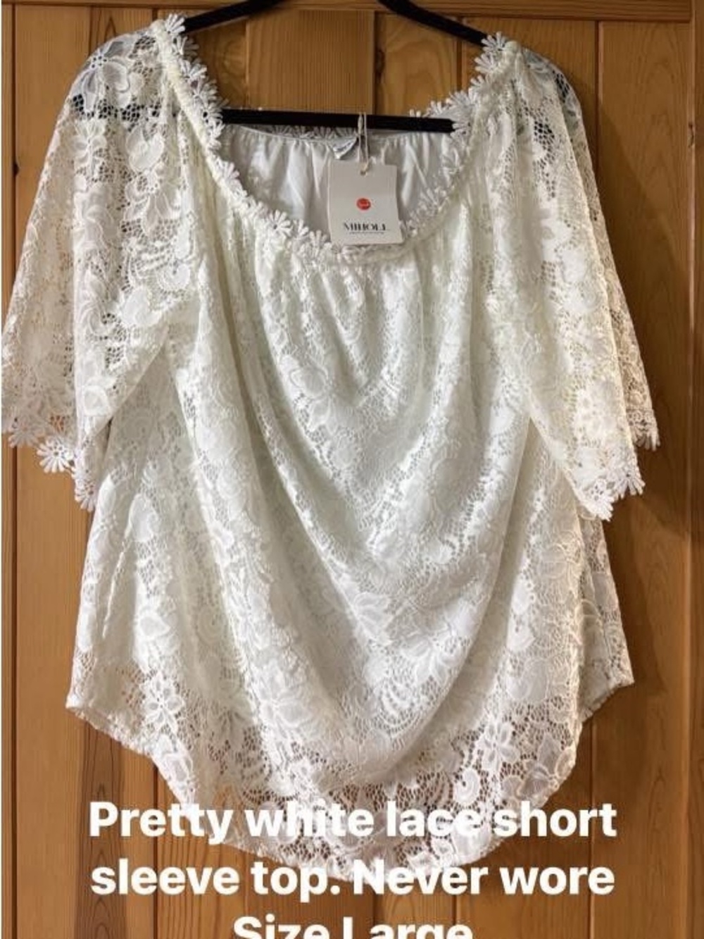 White Lace Short Sleeve Women’s Top
